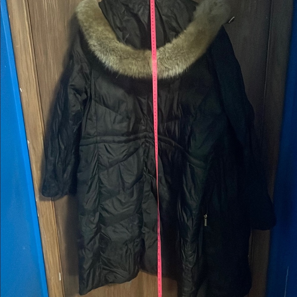 Michael Kors Black Puffer Coat with Fur-Trimmed Hood